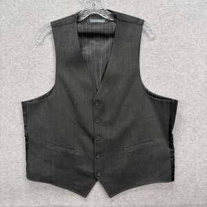 Madison Vest‎ Mens Large Grey Suit Dress Herringbone Tweed Formal Tuxedo Sport